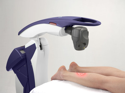 Patient Receiving MLS Laser Therapy on lower leg